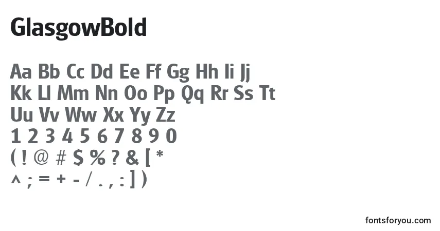 Шрифт GlasgowBold – алфавит, цифры, специальные символы