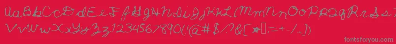 Saiba mais sobre a fonte Thatswhathesaid Fonte Thatswhathesaid – fontes cinzas em um fundo vermelho