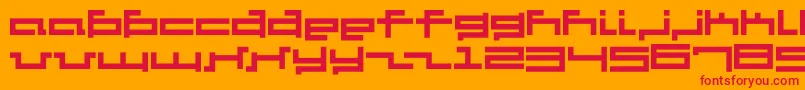 Czcionka V5Cuadra2Thick – czerwone czcionki na pomarańczowym tle