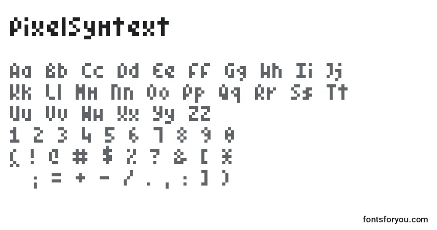 A fonte PixelSymtext – alfabeto, números, caracteres especiais