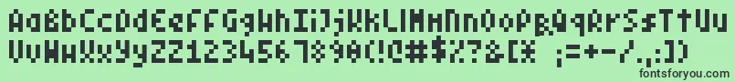 フォントPixelSymtext – 緑の背景に黒い文字