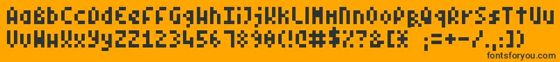 Czcionka PixelSymtext – czarne czcionki na pomarańczowym tle