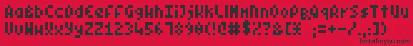 フォントPixelSymtext – 赤い背景に黒い文字