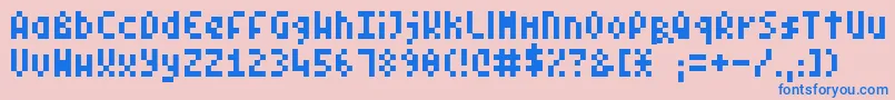 PixelSymtext-Schriftart – Blaue Schriften auf rosa Hintergrund