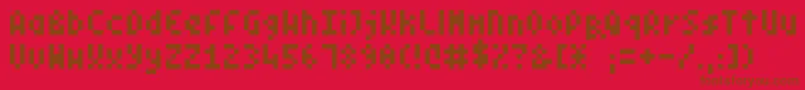 PixelSymtext-Schriftart – Braune Schriften auf rotem Hintergrund