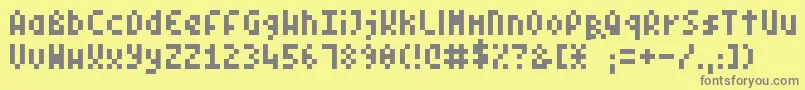 PixelSymtext-Schriftart – Graue Schriften auf gelbem Hintergrund