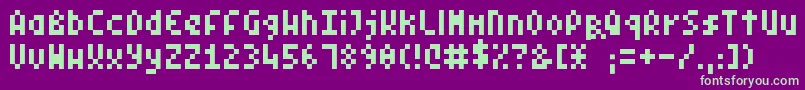 PixelSymtext-fontti – vihreät fontit violetilla taustalla