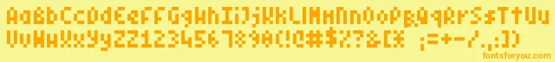 PixelSymtext-Schriftart – Orangefarbene Schriften auf gelbem Hintergrund