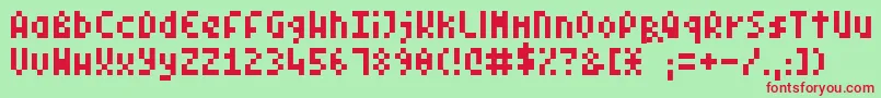 PixelSymtext-Schriftart – Rote Schriften auf grünem Hintergrund