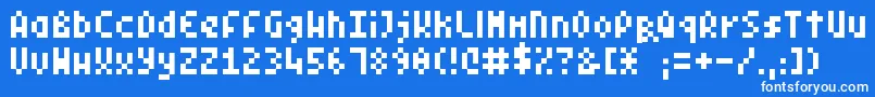 PixelSymtext-Schriftart – Weiße Schriften auf blauem Hintergrund