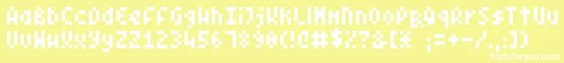 Czcionka PixelSymtext – białe czcionki na żółtym tle