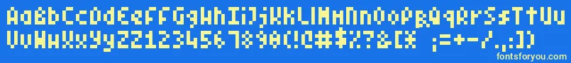 PixelSymtext-Schriftart – Gelbe Schriften auf blauem Hintergrund