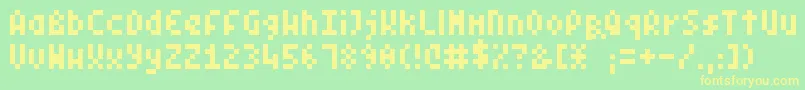 PixelSymtext-Schriftart – Gelbe Schriften auf grünem Hintergrund