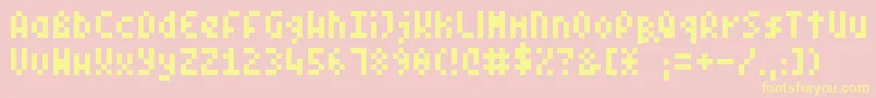 Fonte PixelSymtext – fontes amarelas em um fundo rosa