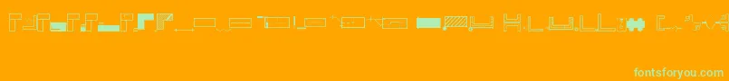 OfficeplanningRegular-Schriftart – Grüne Schriften auf orangefarbenem Hintergrund