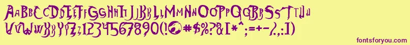 ThundercatsNormal Font – Purple Fonts on Yellow Background