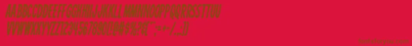 Carnivalcorpsecondital-Schriftart – Braune Schriften auf rotem Hintergrund