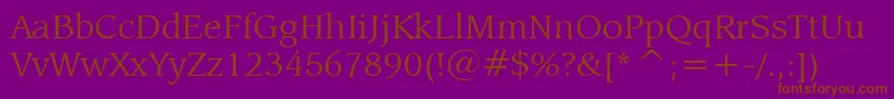 LeawoodBookBt-fontti – ruskeat fontit violetilla taustalla