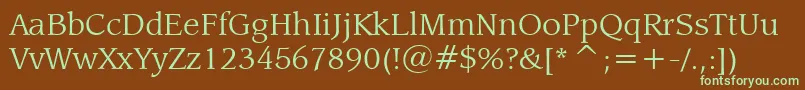 LeawoodBookBt-fontti – vihreät fontit ruskealla taustalla