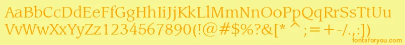 LeawoodBookBt Font – Orange Fonts on Yellow Background