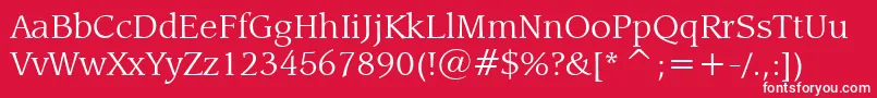 LeawoodBookBt-Schriftart – Weiße Schriften auf rotem Hintergrund