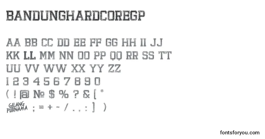 Czcionka BandungHardcoreGp – alfabet, cyfry, specjalne znaki