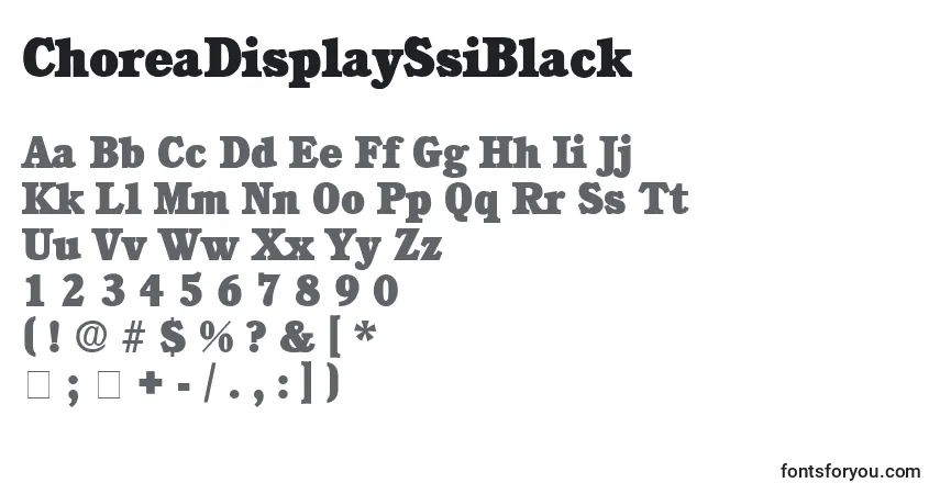 Czcionka ChoreaDisplaySsiBlack – alfabet, cyfry, specjalne znaki
