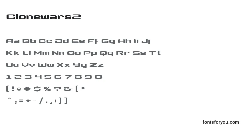 Clonewars2-fontti – aakkoset, numerot, erikoismerkit