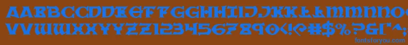 Warpriestexpand Font – Blue Fonts on Brown Background