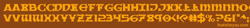 Warpriestexpand Font – Orange Fonts on Brown Background