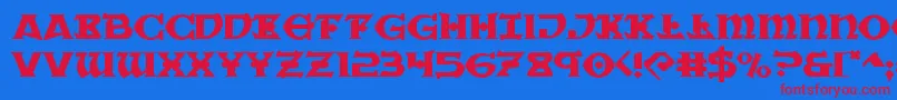 Warpriestexpand Font – Red Fonts on Blue Background