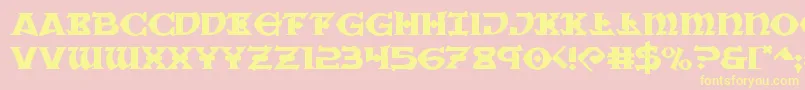 Warpriestexpand-Schriftart – Gelbe Schriften auf rosa Hintergrund