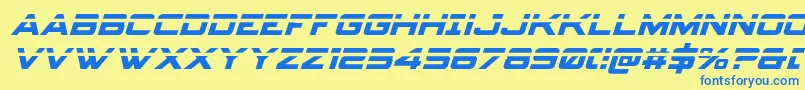 Spyagencyv3laserital-Schriftart – Blaue Schriften auf gelbem Hintergrund