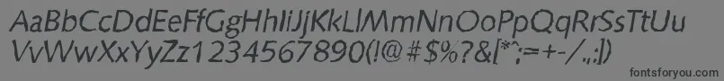 SaxonyrandomItalicフォントについての詳細 フォントSaxonyrandomItalic – 黒い文字の灰色の背景
