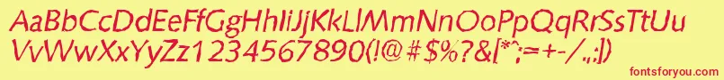 SaxonyrandomItalic Font – Red Fonts on Yellow Background