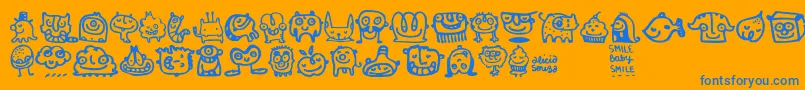 Smilebaby Font – Blue Fonts on Orange Background