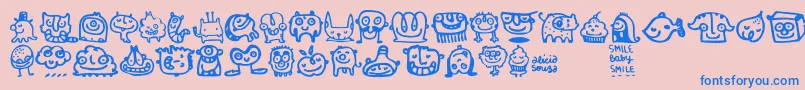 Smilebaby Font – Blue Fonts on Pink Background