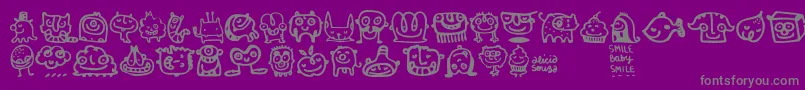 Fonte Smilebaby – fontes cinzas em um fundo violeta