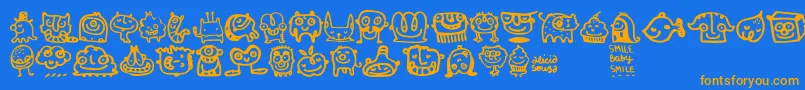 Smilebaby Font – Orange Fonts on Blue Background