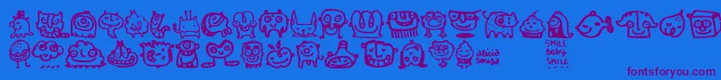 フォントSmilebaby – 紫色のフォント、青い背景