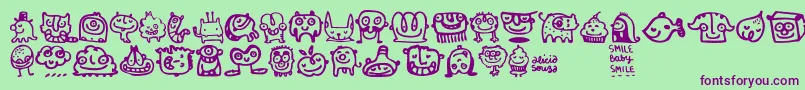 Smilebaby-Schriftart – Violette Schriften auf grünem Hintergrund