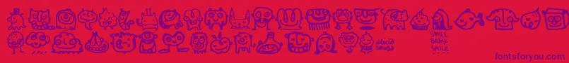 フォントSmilebaby – 赤い背景に紫のフォント