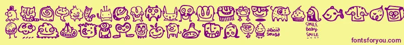 フォントSmilebaby – 紫色のフォント、黄色の背景