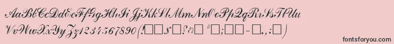 フォントCommercialscript3 – ピンクの背景に黒い文字