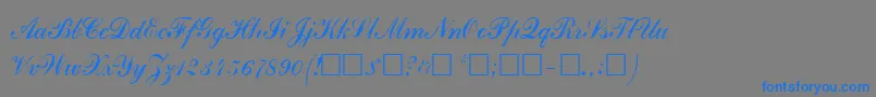 フォントCommercialscript3 – 灰色の背景に青い文字
