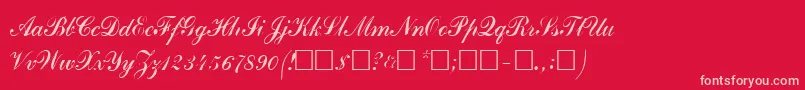 Commercialscript3-Schriftart – Rosa Schriften auf rotem Hintergrund