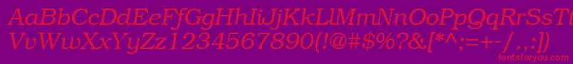 BookwomanLightitalicsh Font – Red Fonts on Purple Background