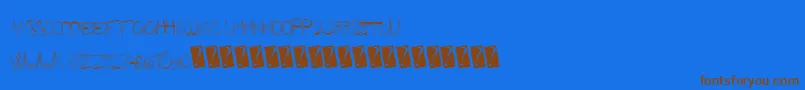フォントFuturegirlfriend – 茶色の文字が青い背景にあります。