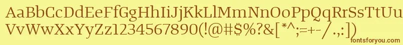 TangerserifwideBook Font – Brown Fonts on Yellow Background