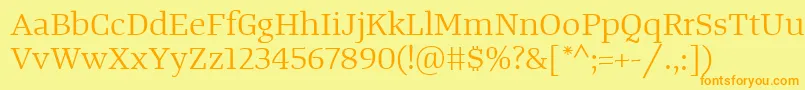 TangerserifwideBook Font – Orange Fonts on Yellow Background